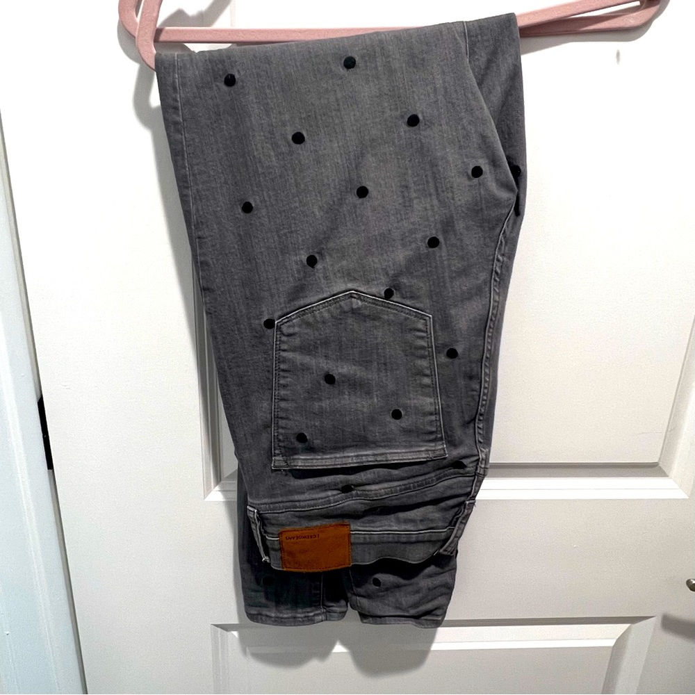 Charcoal Polka Dot Embroidered Jeans